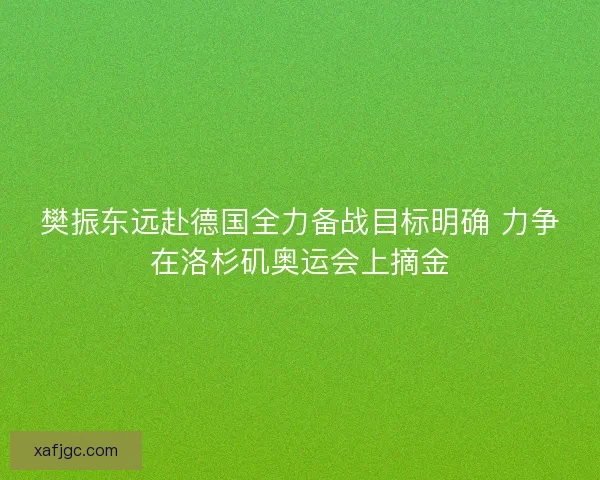 樊振东远赴德国全力备战目标明确 力争在洛杉矶奥运会上摘金